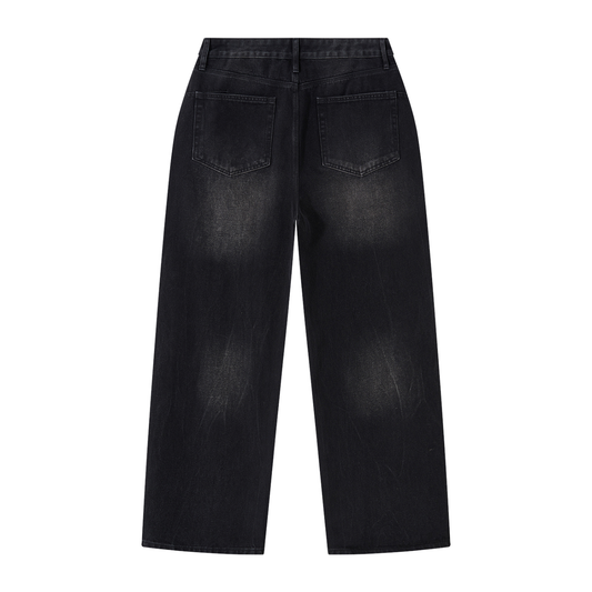 B’ahari Mens Vintage Wash Wide Leg Jeans