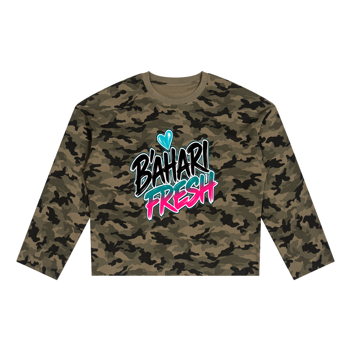 Unisex Camo Waffle Raw Edge T-Shirt