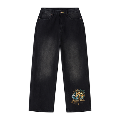 Men's Vintage Wash Wide Leg Jeans