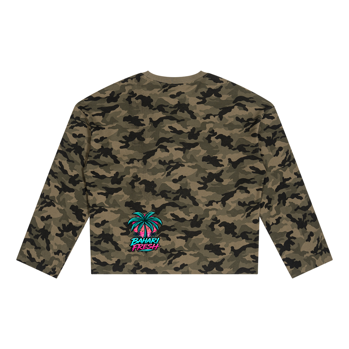 Unisex Camo Waffle Raw Edge T-Shirt