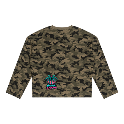 Unisex Camo Waffle Raw Edge T-Shirt
