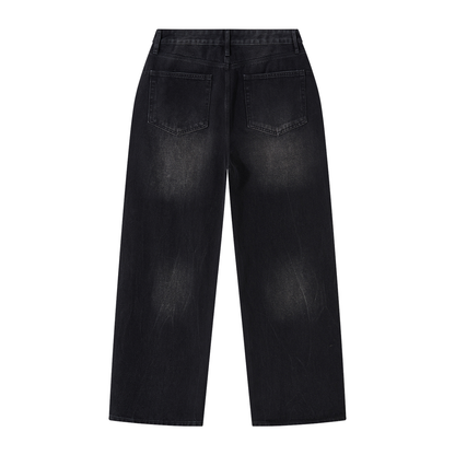 B’ahari Mens Vintage Wash Wide Leg Jeans