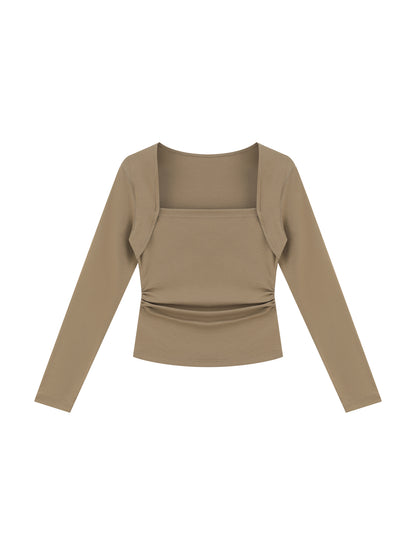 B’ahari Women's Ruched Long Sleeve T-Shirt